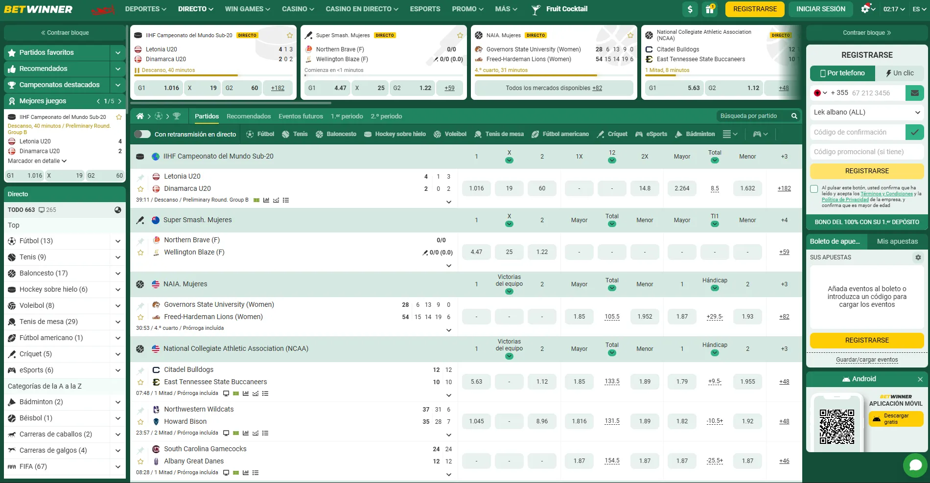 betwinner live bet